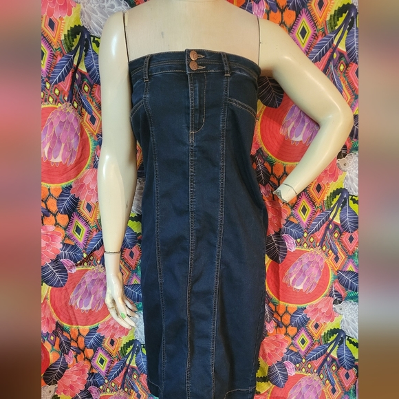 Strapless Denim Dress/ MAXI SKIRT SIZE 6 - Picture 6 of 10